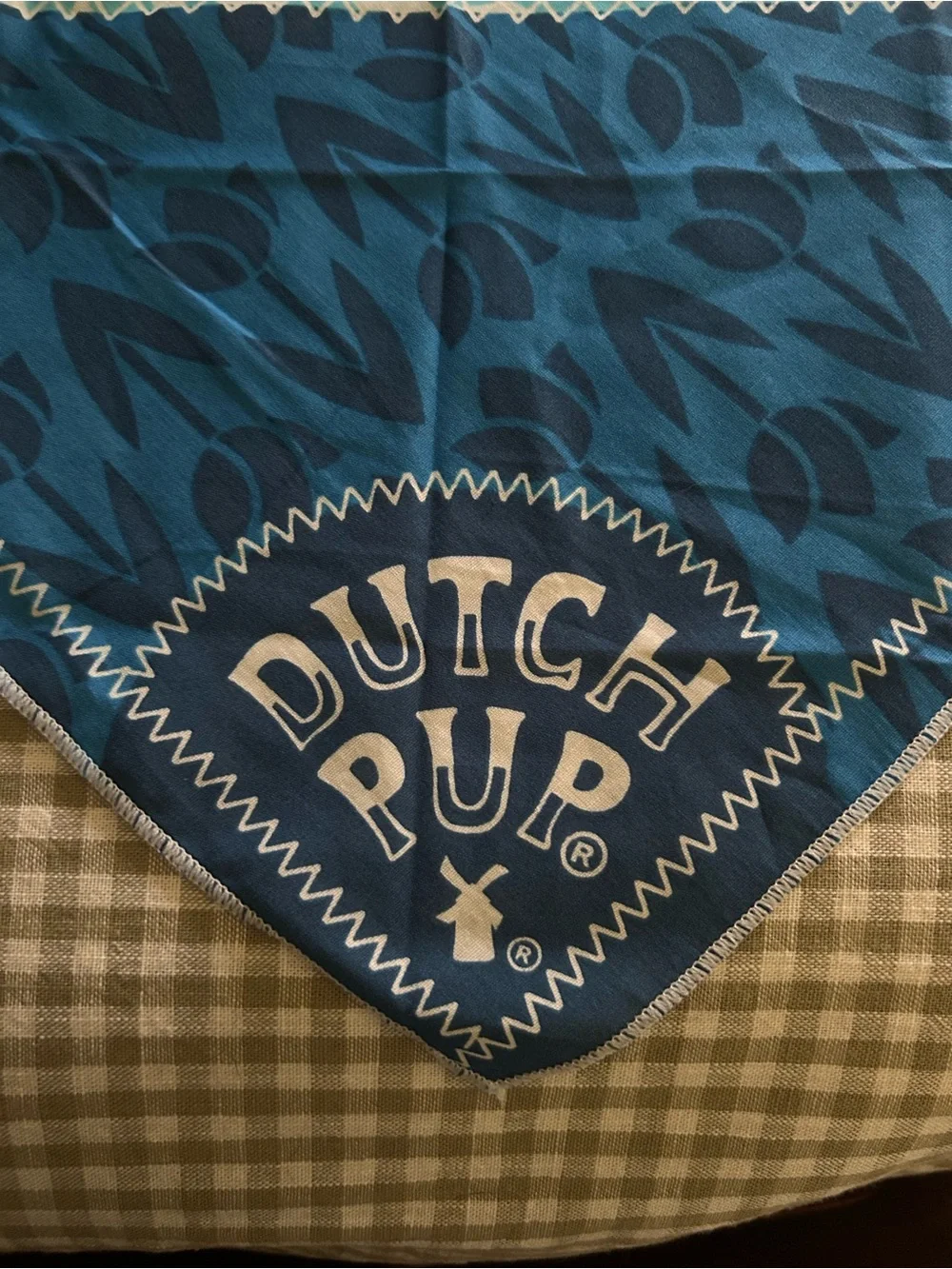 Dutch Bros Dutch Pup Blue Patchwork Bandana Scarf